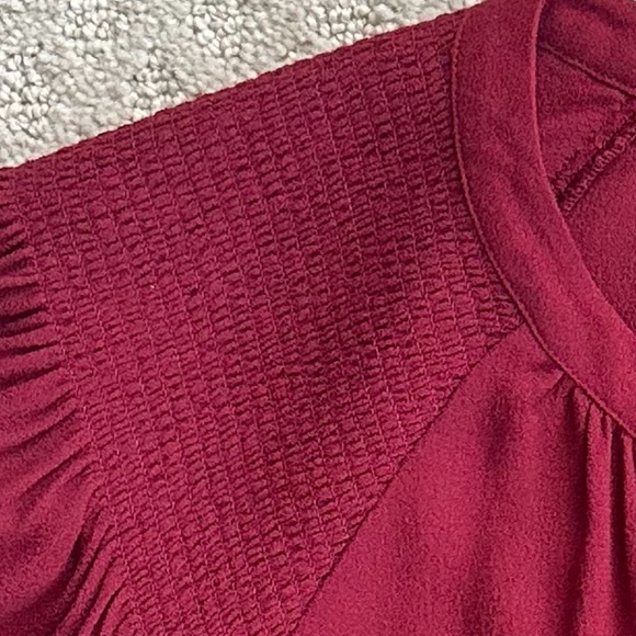 Joie Addalla Smocked-Shoulder Peasant Top Topanga (Wine Red) Size Small Casual - Picture 5 of 13